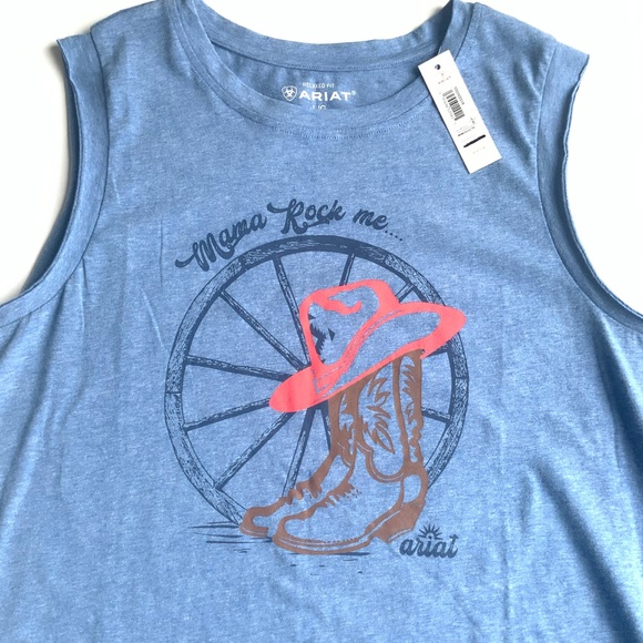 S O L D Ariat | Mama Rock Me Western Tee Shirt Blue - Picture 6 of 10